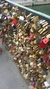 Love locks on one of the bridges in Paris